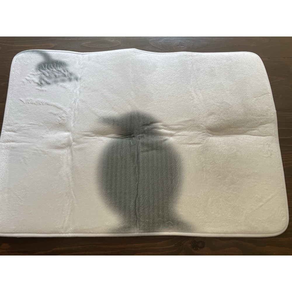 Ambesonne Animal Bath Mat Taking Shower Shadow Non Slip, 30.2" x 20", White Grey